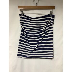 Cabi Striped Tube‎ Top Blue White Ruched Mini Skirt S